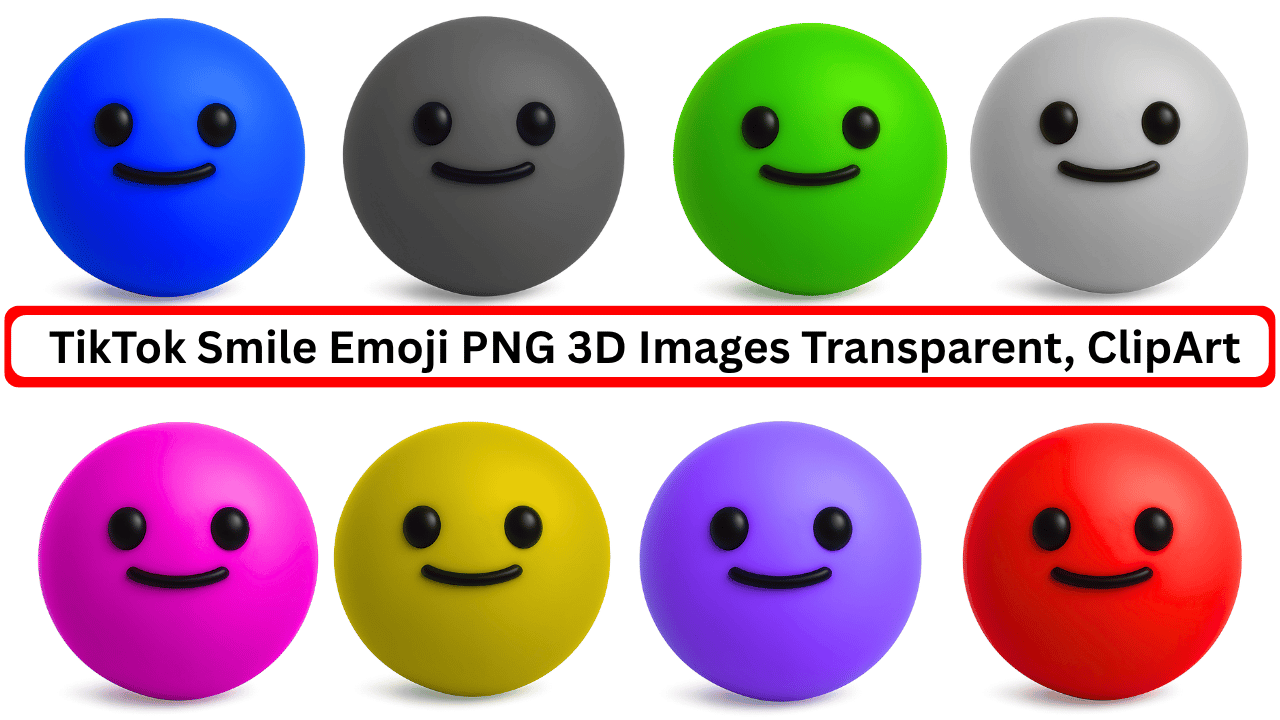 Colorful 3D TikTok smile emoji PNG collection with transparent background and clipart style