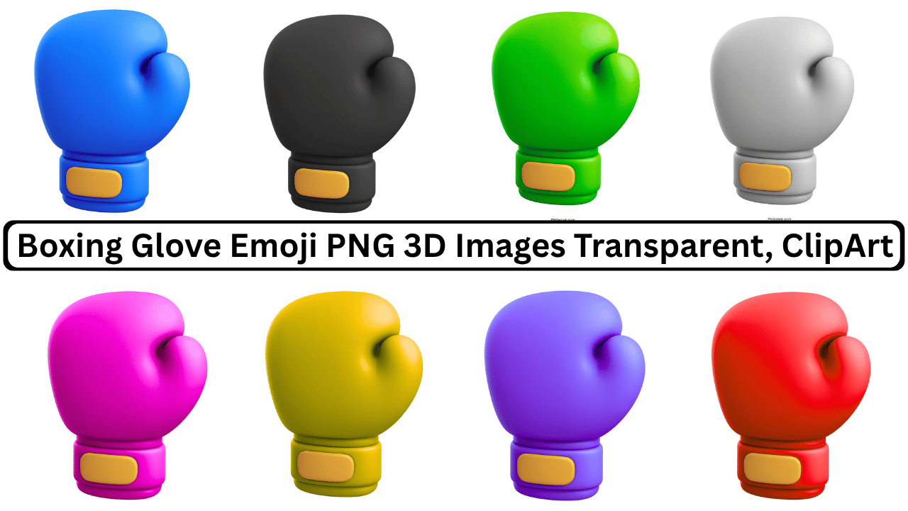 3D boxing glove emoji PNG set in multiple colors with transparent background
