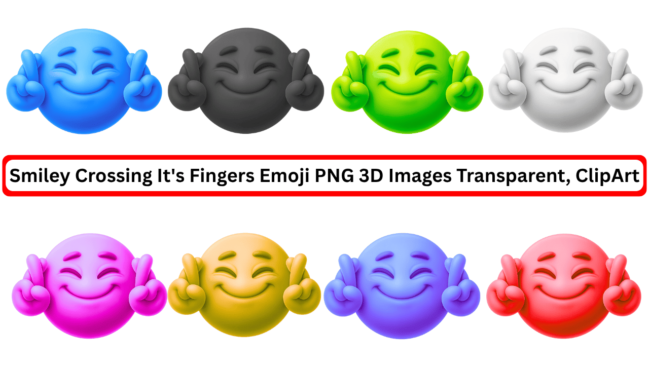 Colorful 3D smiley emojis crossing fingers in various shades on transparent background