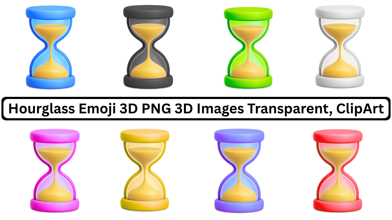Colorful 3D Hourglass Emojis PNG Icons in Transparent Background Clipart Design