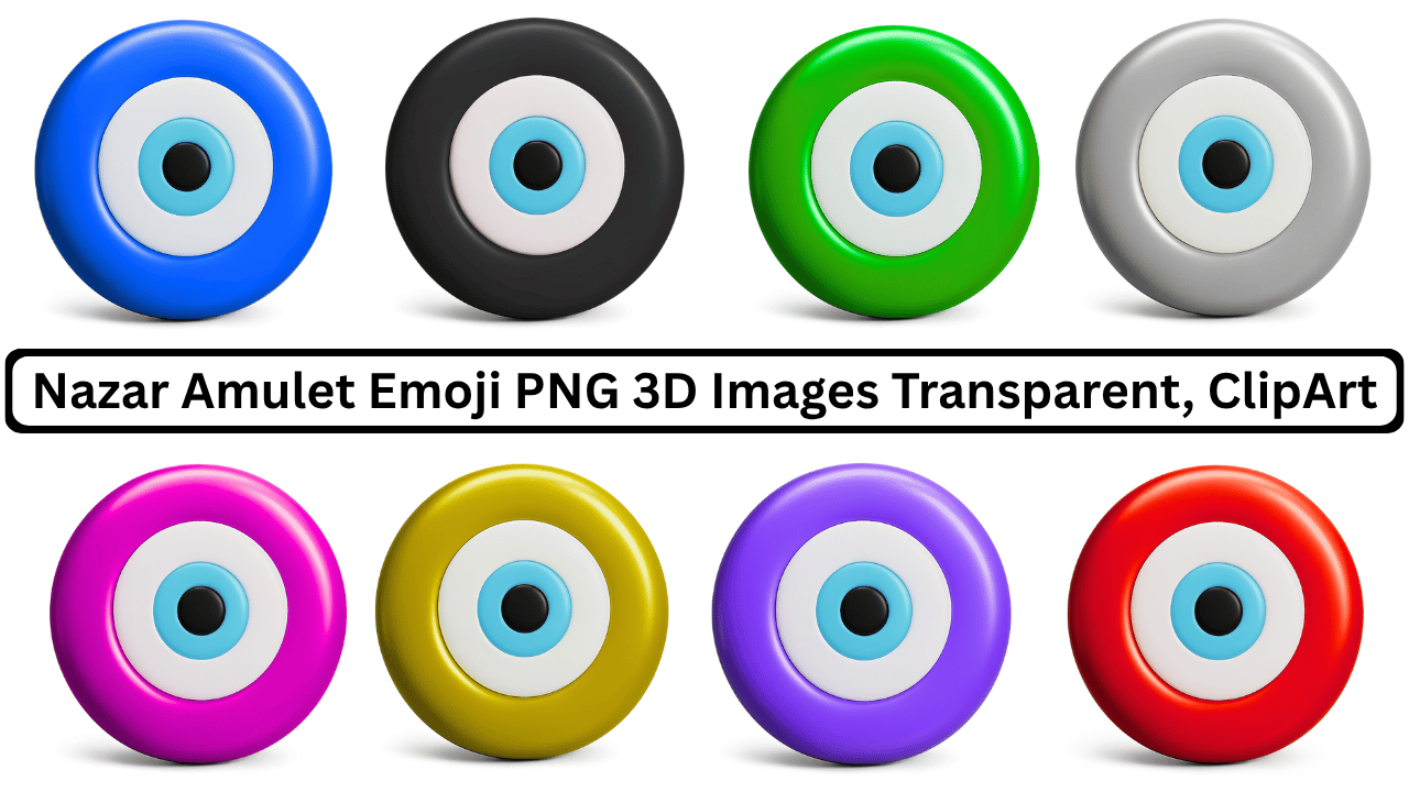 Colorful 3D Nazar amulet emoji PNG clipart for protection and digital design use