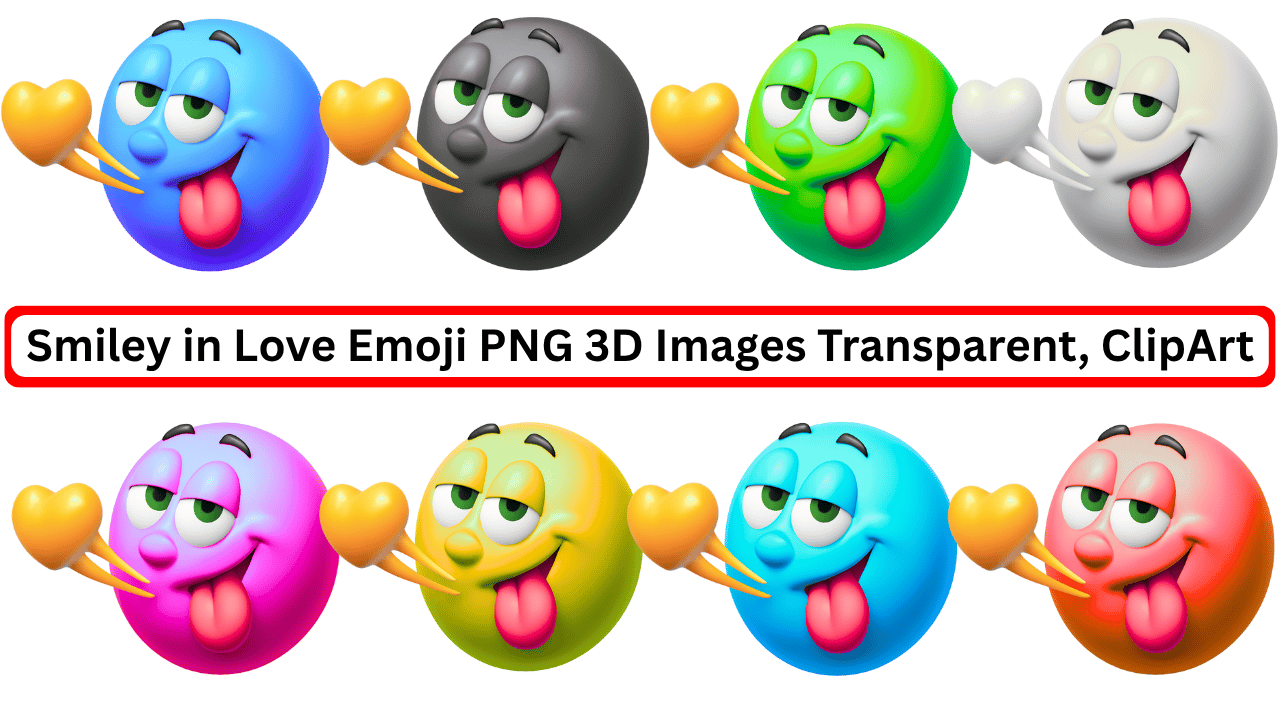 3D smiley in love emoji blowing heart kiss clipart PNG transparent background