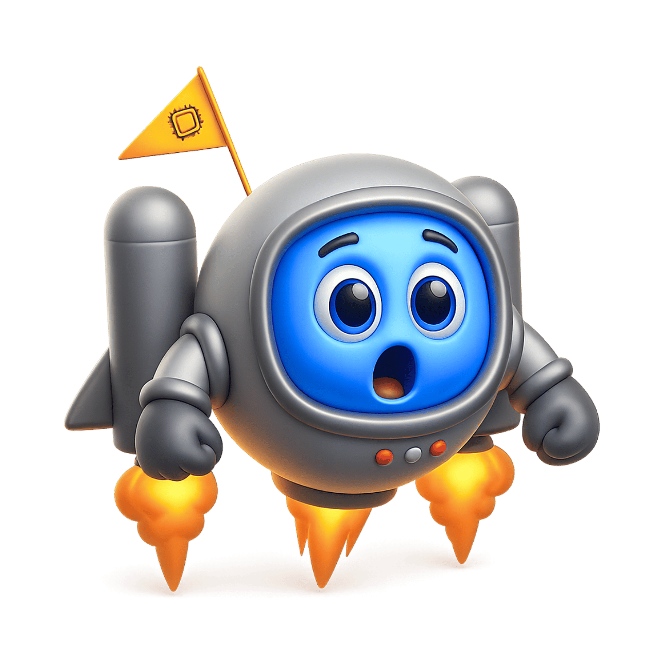 3D blast off emoji astronaut with rocket boosters PNG transparent background free download