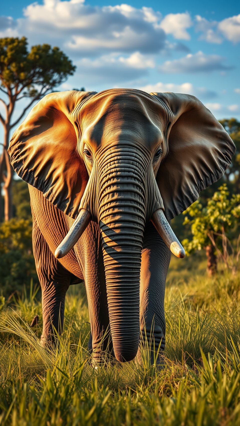 A majestic elephant standing in its natural habitat surrounded by greenery.
