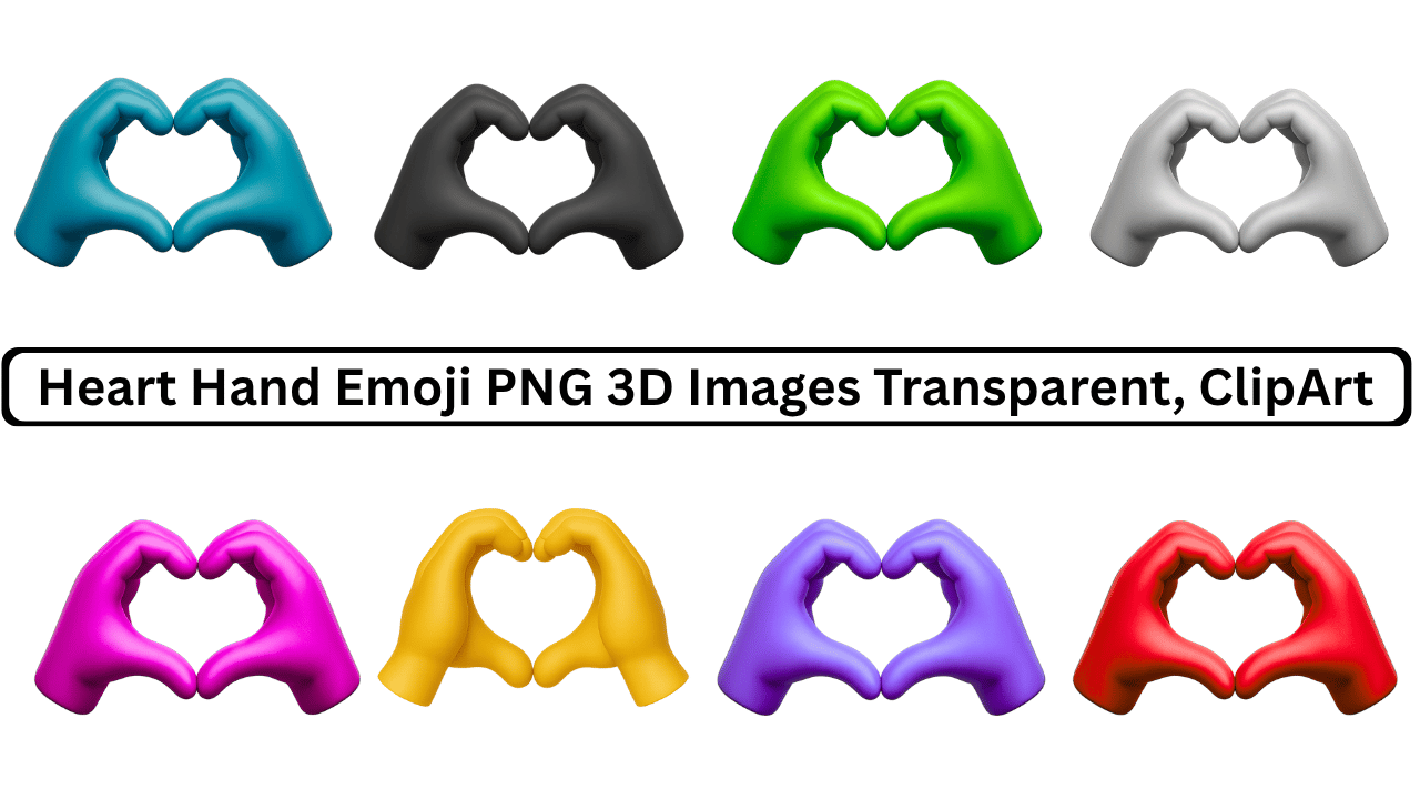 3D heart hand emoji PNG with multiple vibrant colors