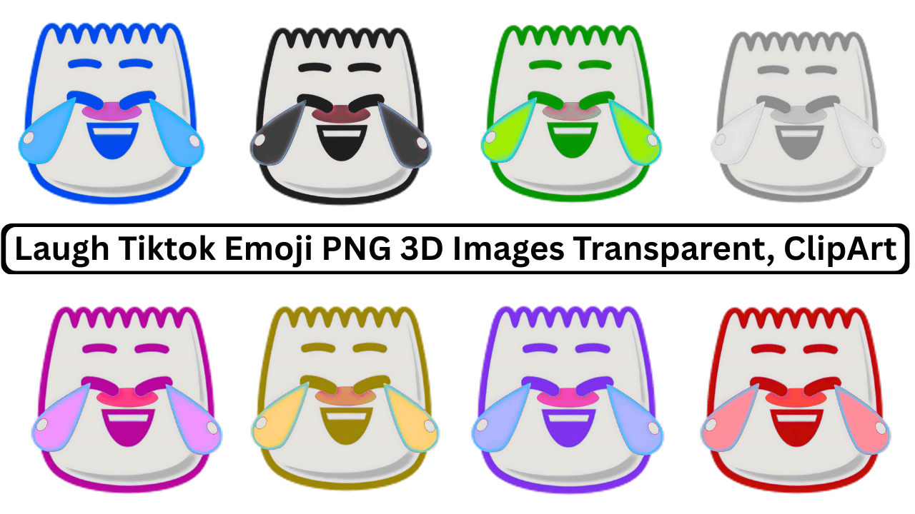 Colorful laugh TikTok emoji PNG 3D design with transparent background free clipart image