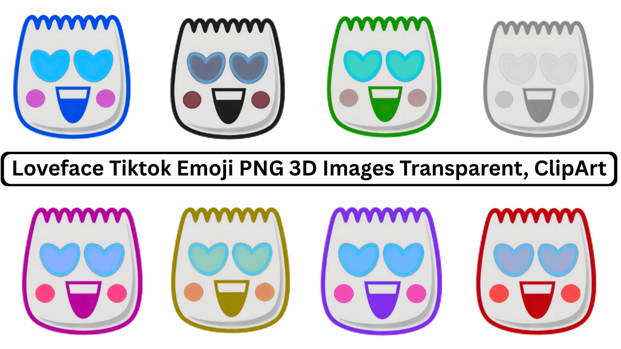 Loveface TikTok emoji PNG 3D multicolor heart eyes transparent background clipart for edits and designs