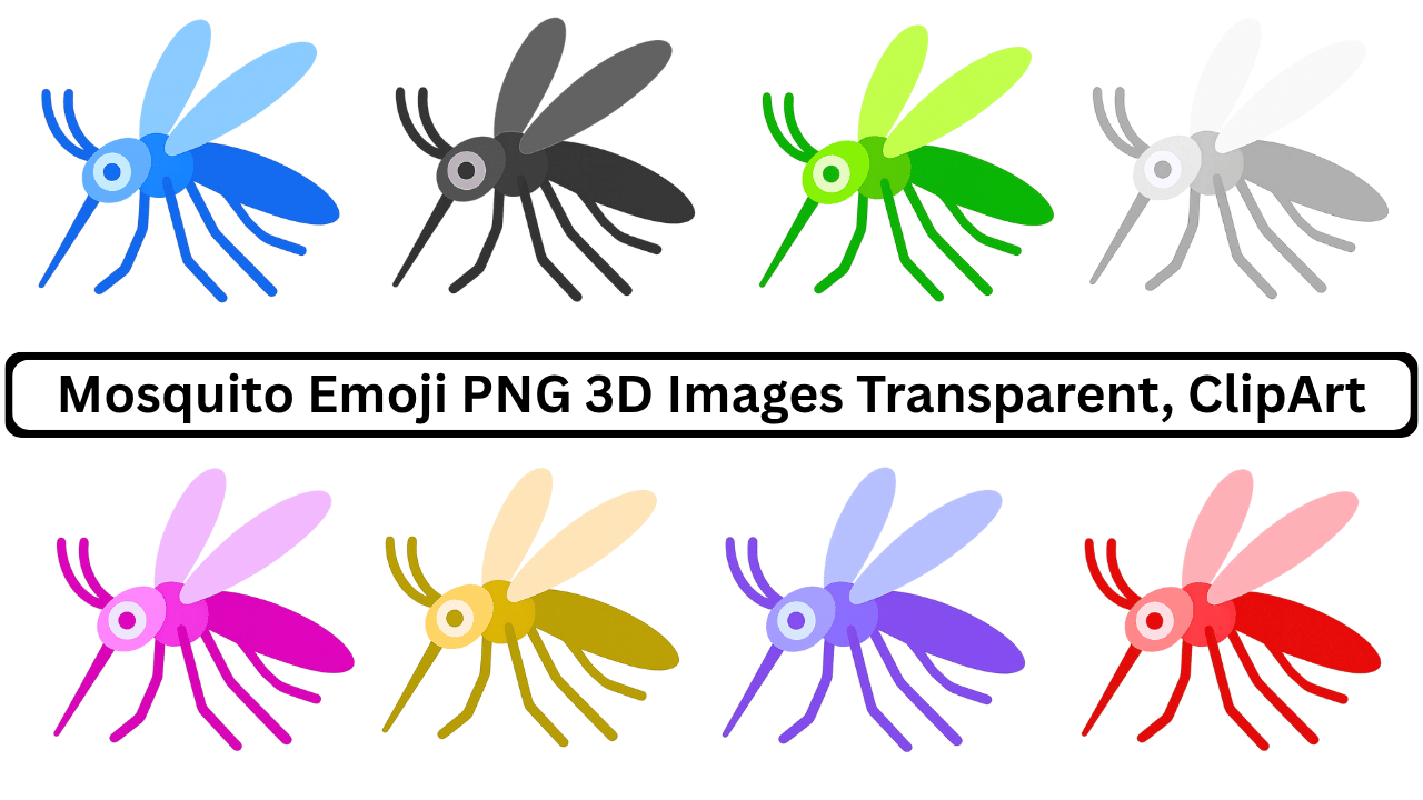 Colorful mosquito emoji PNG collection with 3D design and transparent background clipart