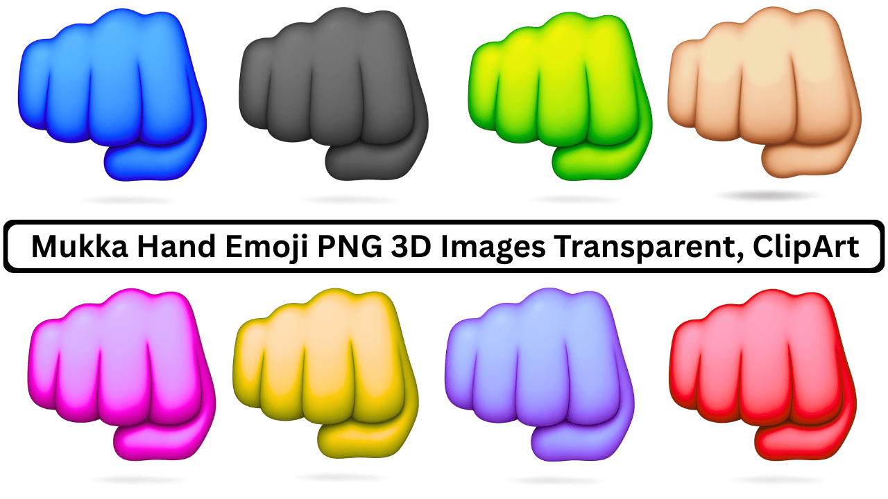 Colorful 3D Mukka Hand Emoji punch symbol PNG transparent clipart illustration pack