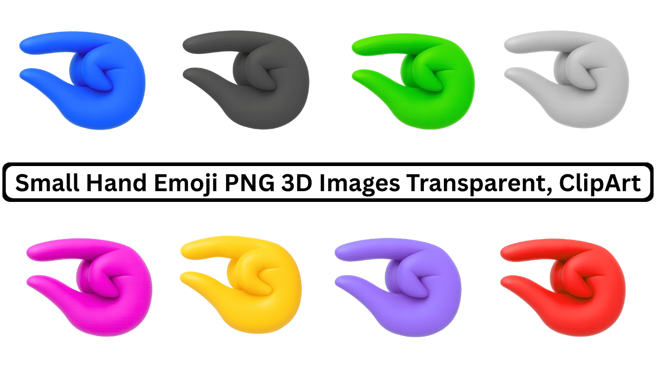 Collection of small hand emojis in different colors including blue, green, pink, yellow, purple, and red