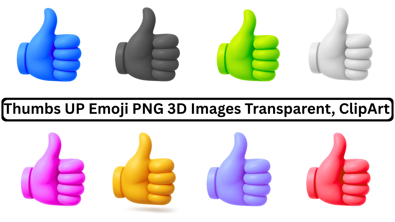 3D thumbs up emoji in various colors, PNG, transparent background, emoji clipart