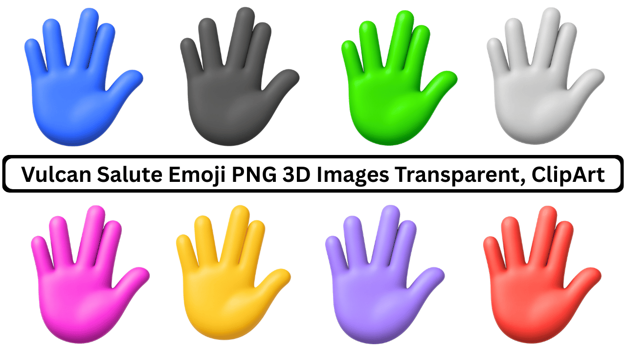 Vulcan salute emoji 3D colorful hand gesture PNG clipart transparent background