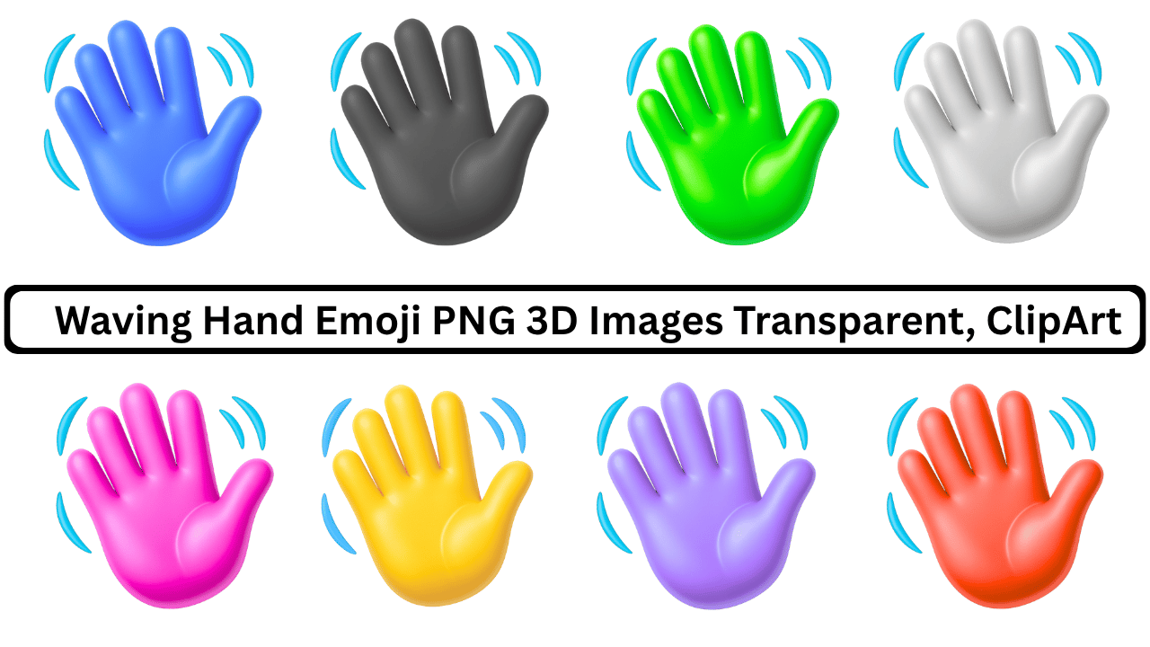 Colorful 3D waving hand emoji PNG images with transparent background