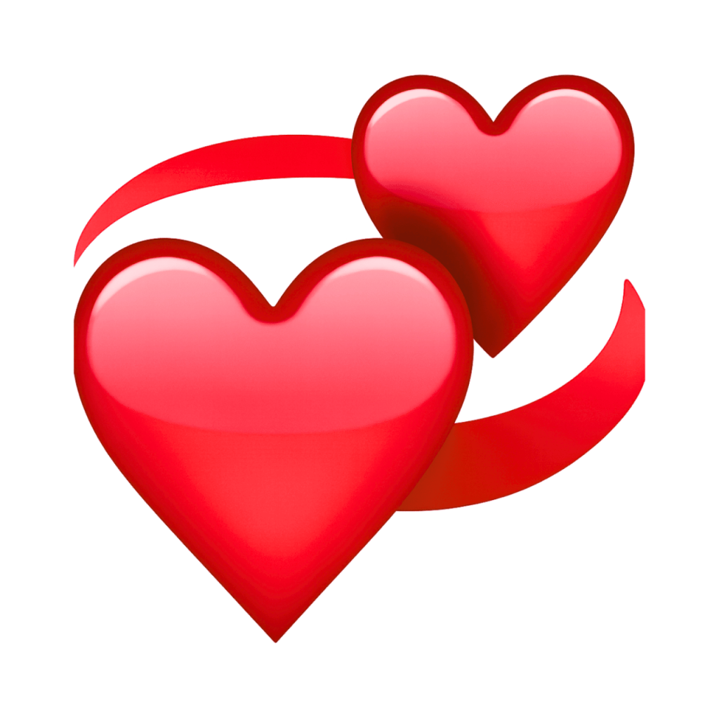 Two passionate red hearts rotating, connected by a red swirling line on a black background.
