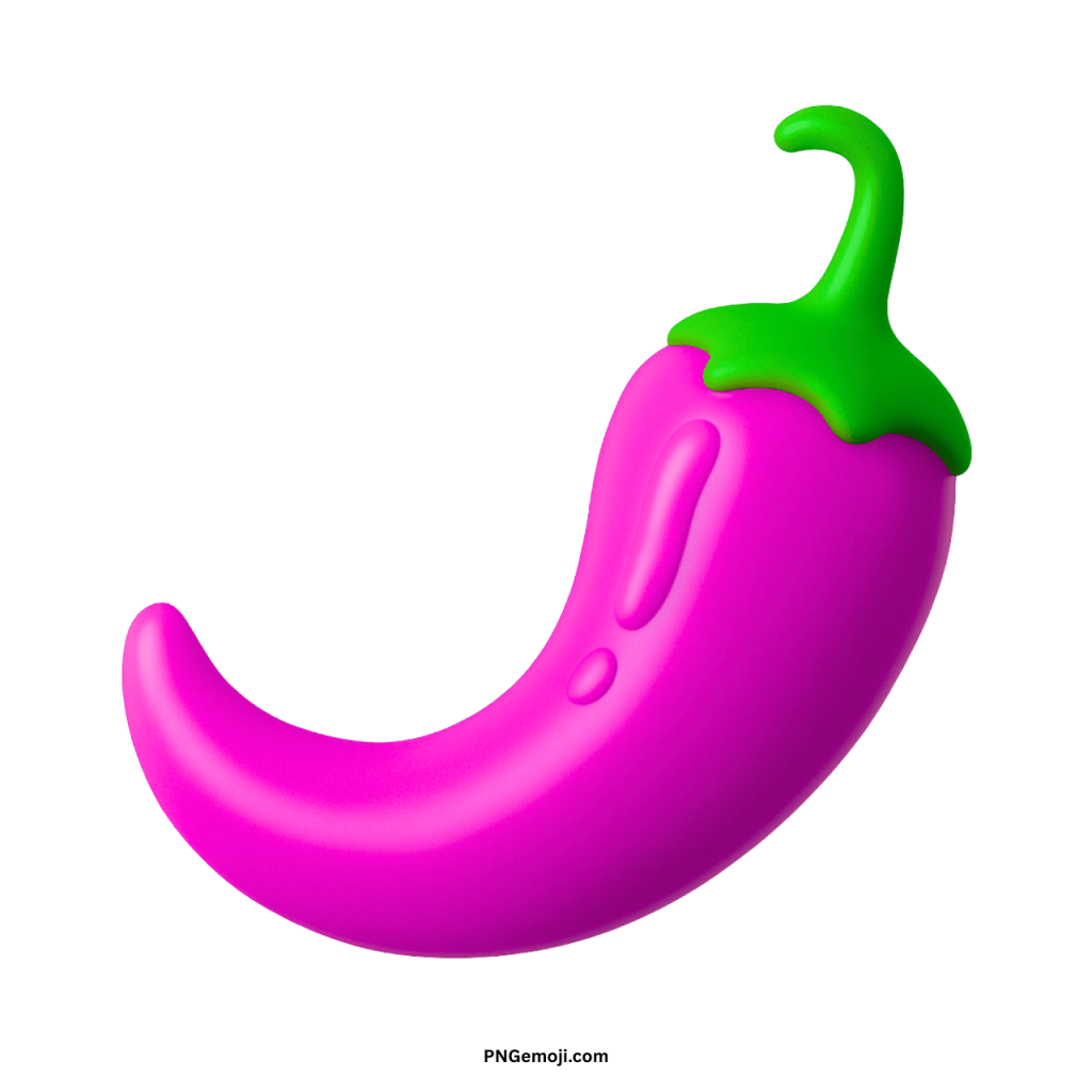 3D rendered vibrant pink chili pepper with green stem, playful design