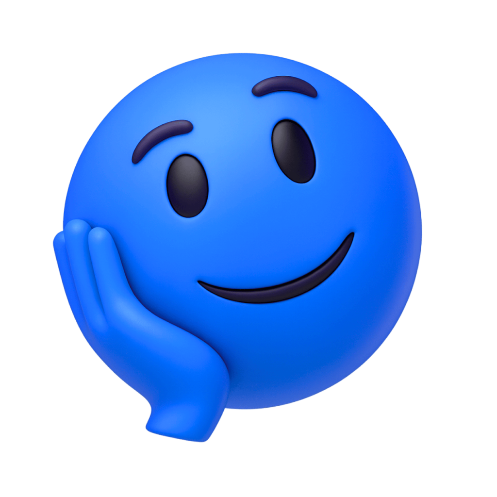 Blue emoji with a thinking expression, resting its head on its hand, conveying contemplation or sadness.