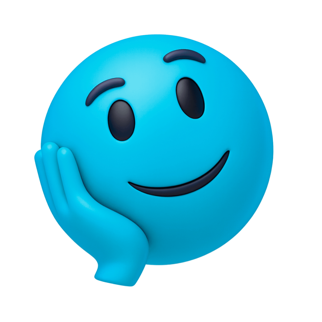 Light blue emoji with a thoughtful expression, resting its head on its hand, conveying contemplation or sadness.