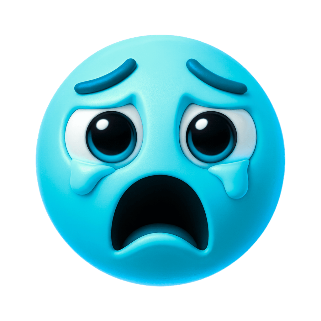 Light blue emoji with wide-open mouth screaming and tears, expressing intense distress or sadness.