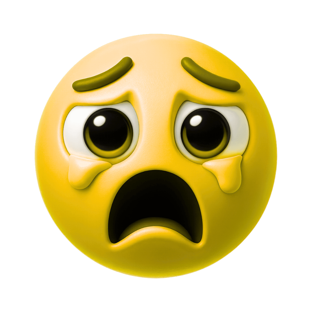 Yellow emoji with wide-open mouth screaming and tears, expressing intense distress or sadness.